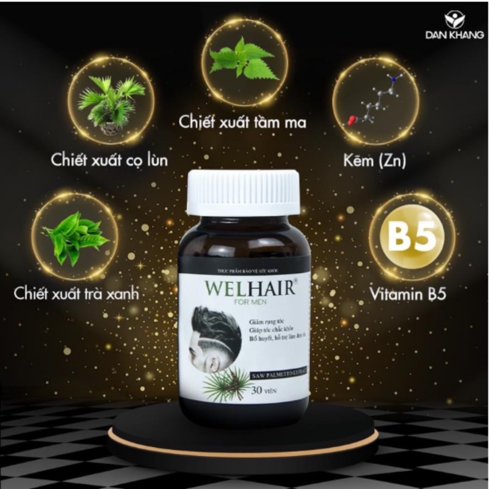 Viên Uống Kích Thích Mọc Tóc Cho Nam Welhair For Men Hủ 30 viên