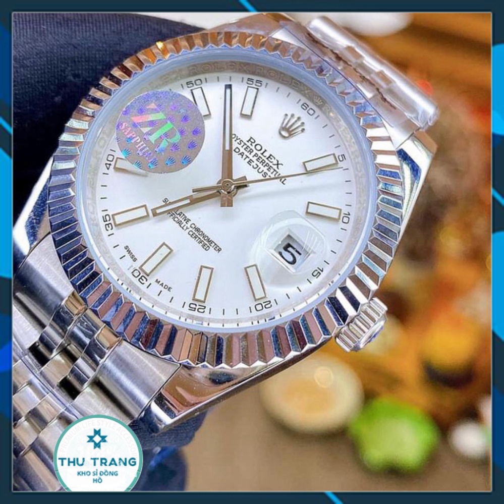 Đồng hồ Nam Rolex máy nhật, mẫu classic, mặt trắng viền trắng, dây kim loại, dòng cơ Automatic size 39mm-40mm , Đồng hồ