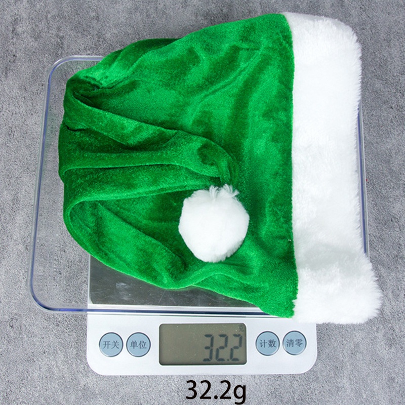 Mũ Ông Già Noel Màu Xanh Lá Cây Cổ Điển Bằng Vải Nhung Màu Trắng Cho Người Lớn Và Trẻ Em