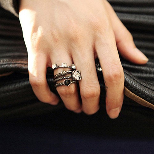 Set 4 Nhẫn Đốt Ngón Tay Đính Đá Pha Lê
