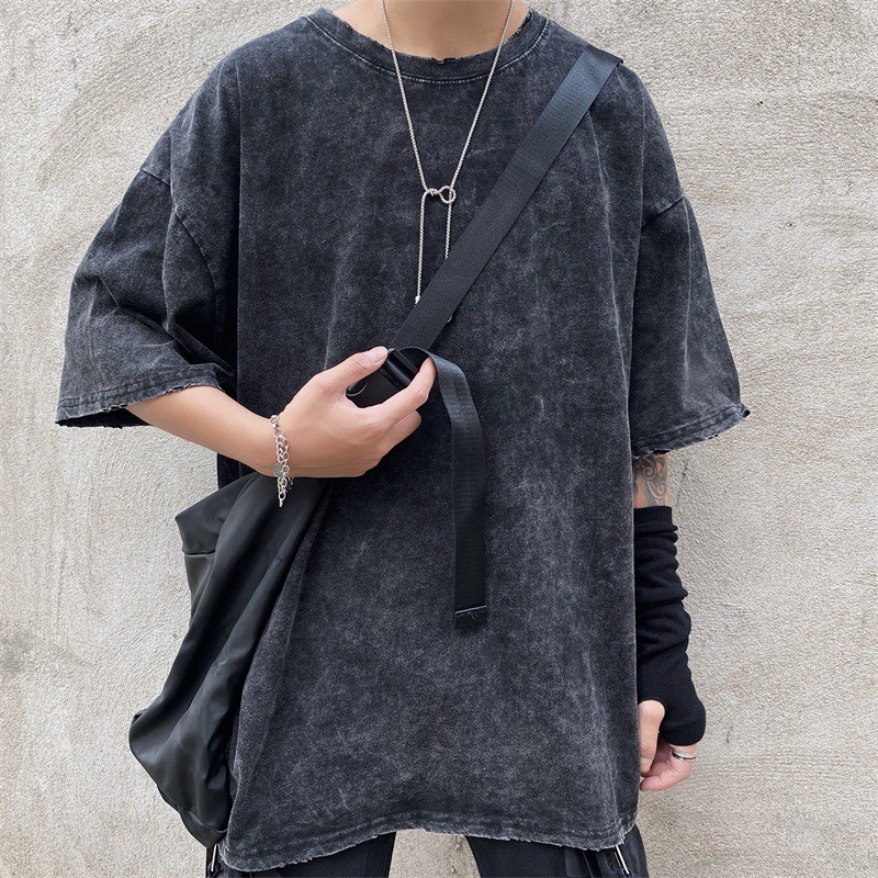 Áo phông nam form rộng Áo thun nam loang màu đen cotton unisex form rộng tay lỡ thời trang hàn quốc đi chơi đường phố 20