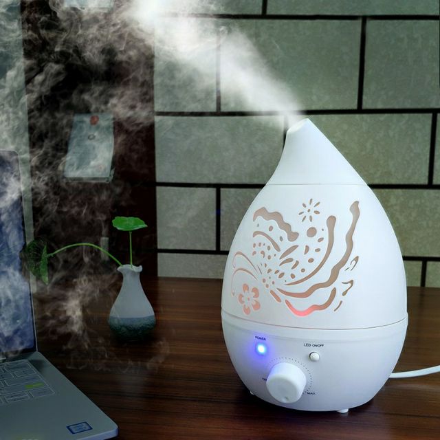 Máy xông tinh dầu hồ điệp đế tròn loại 1300ml một vòi có đèn led - DIFFUSER LUX