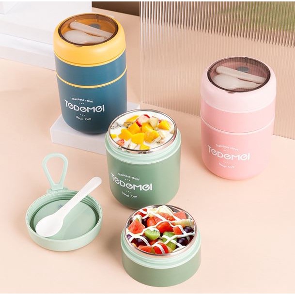 Bình Ủ Cháo Giữ Nhiệt Tedemei KIDWOW 530ml Kèm Thìa Trữ Thức Ăn Cho Bé