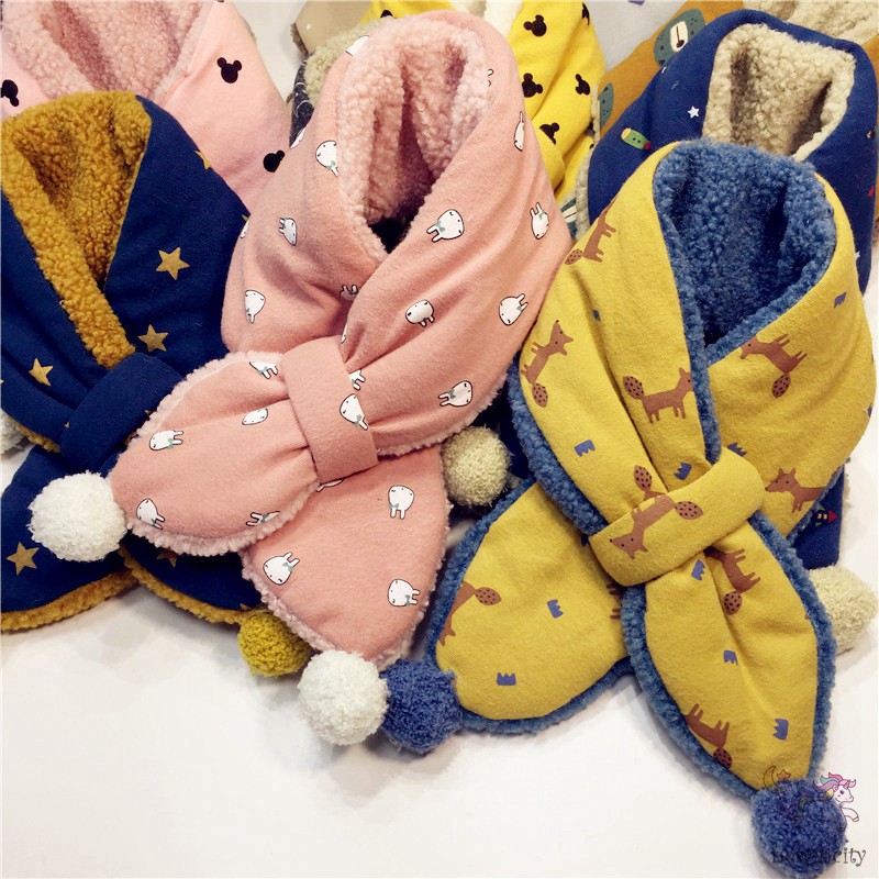 Khăn Quàng Cổ Họa Tiết Hoạt Hình Phong Cách Hàn Quốc Cho Bé