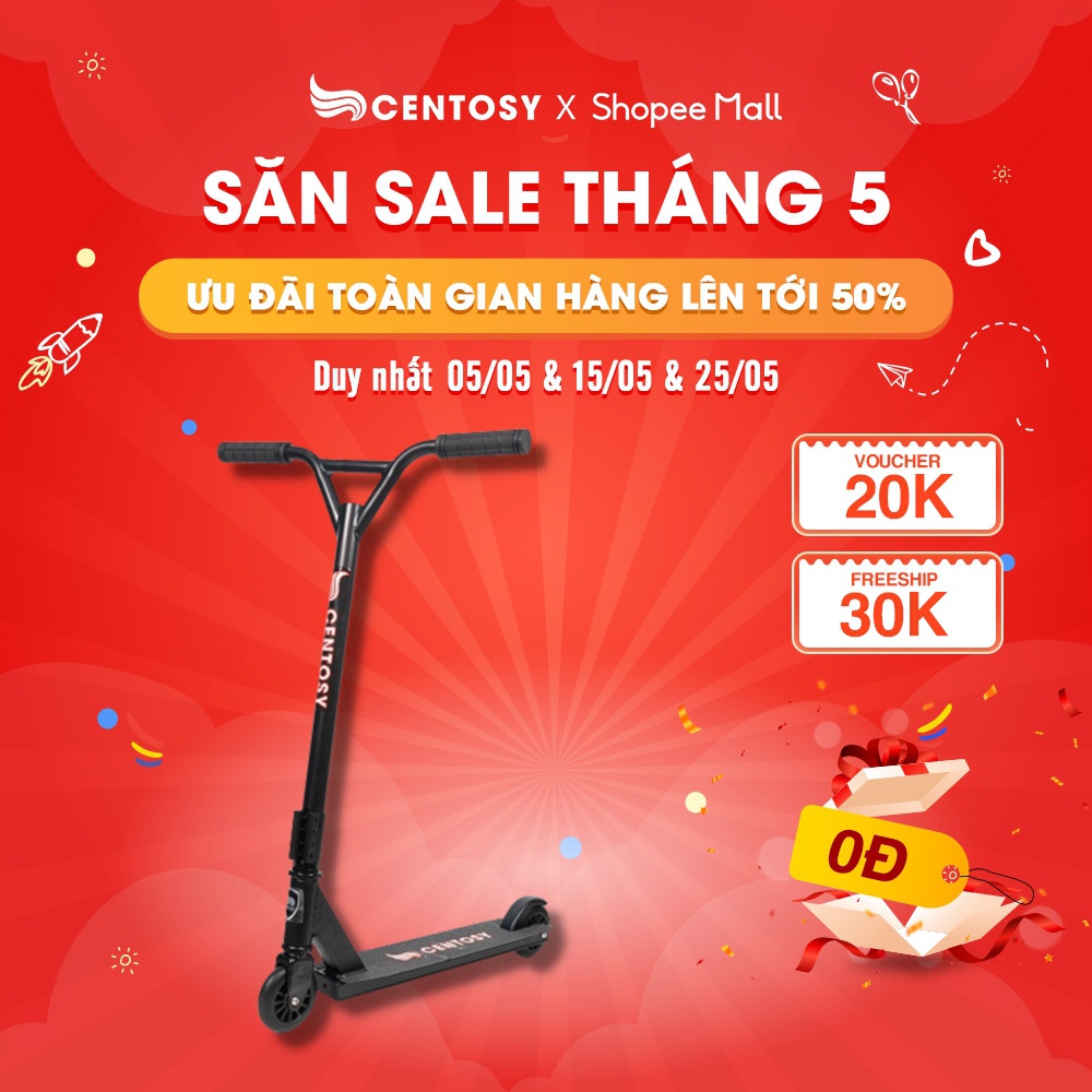 Xe Trượt Scooter Người Lớn Cao Cấp - Centosy Scooter S01 - Màu Sắc Nổi Bật, Phanh An Toàn