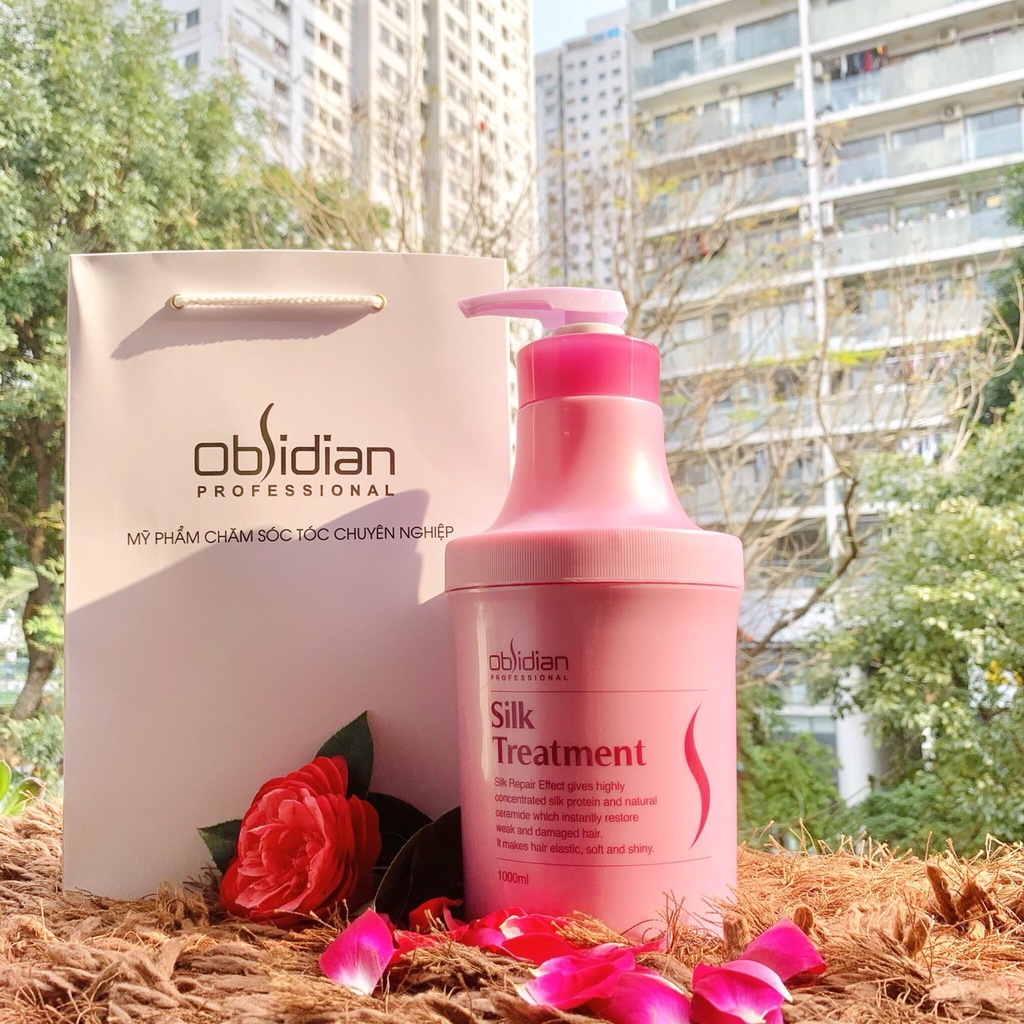 Dầu hấp ủ tóc Obsidian Silk Treatment Hàn Quốc nhập khẩu Hàn Quốc phục hồi tóc hư tổn tóc khô xơ 1000ml