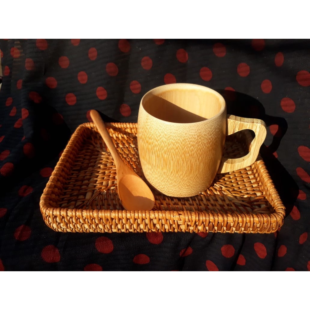 Một Cốc tre  decor + uống trà / cafe/ nước + tặng kèm ống hút tre