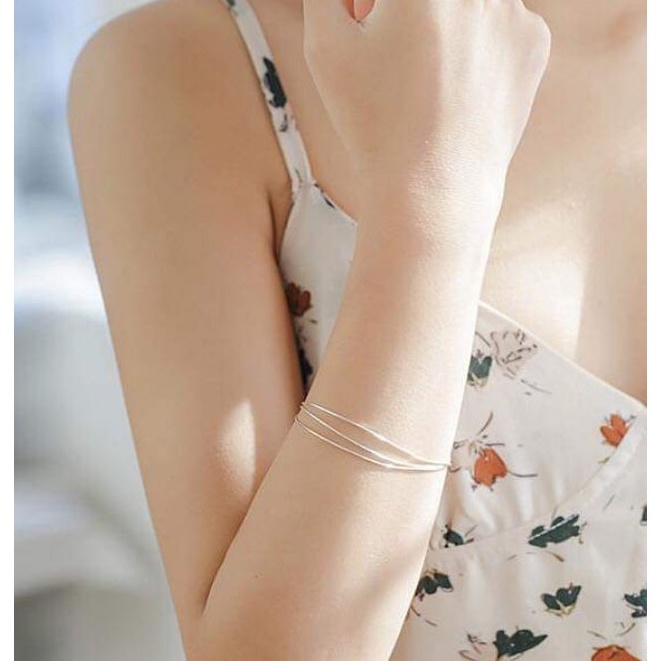 Lắc tay sợi mì trơn bạc ý 925