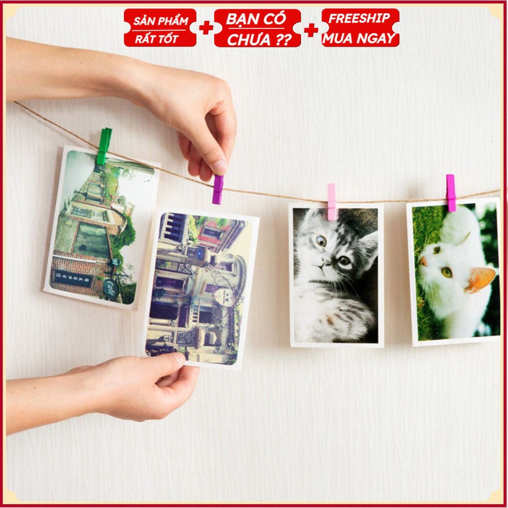 Combo 20/50 Kẹp Gỗ Treo Ảnh, Treo Tranh Kẹp Giấy Trang Trí Đa Năng Đầy Màu Sắc Size 3.5cm