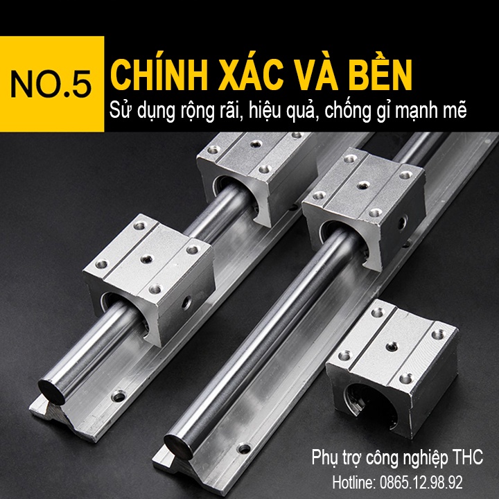 Ray Trượt Thanh Trượt Tròn Máy CNC (1 Thanh Ray Trượt Ø20 Dài 1m + 2 Con Trượt) Ty Trượt Thép Mạ Crom Chống Rỉ Cao Cấp