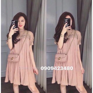 Đầm from suông xếp ly. Có clip, hình thật