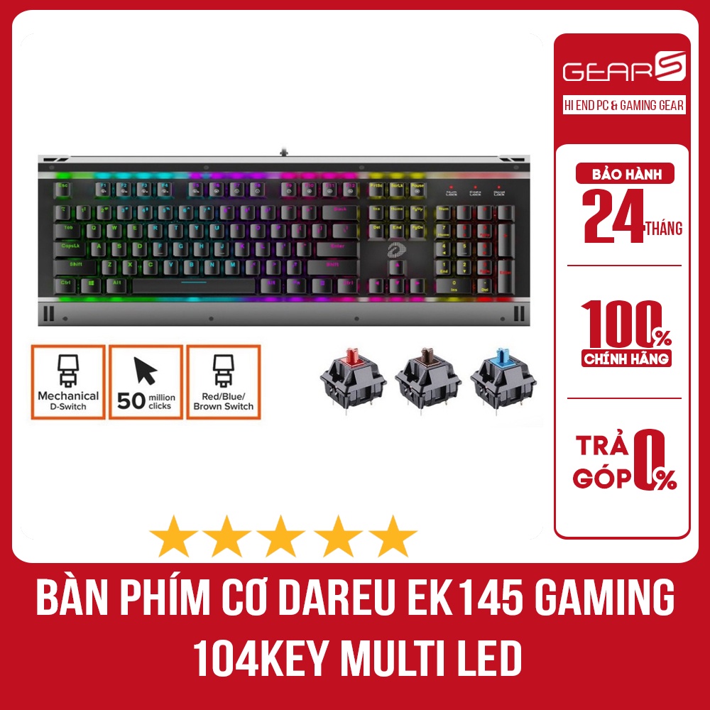 [Mã 33ELSALE hoàn 7% đơn 300K] Bàn phím Cơ Dareu EK145 Gaming 104KEY MULTI LED - Bảo hành chính hãng Mai hoàng