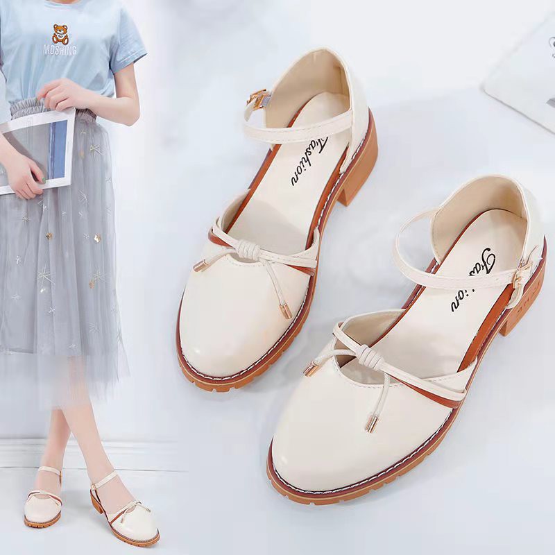Sandal Nữ ULZZANG Bít Mũi Đế Thấp 3 Phân