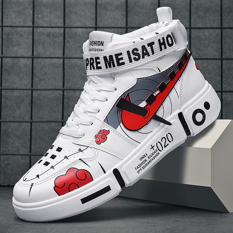 Giày Sneaker Nam Cổ Cao Thoải Mái Trọng Lượng Nhẹ Họa Tiết Akatsuki Naruto Đẹp Trai