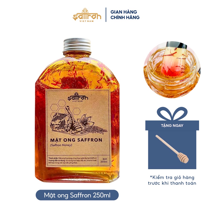 Mật ong ngâm Saffron 250ml/lọ chai thủy tinh tiện dụng thương hiệu Saffron Việt Nam