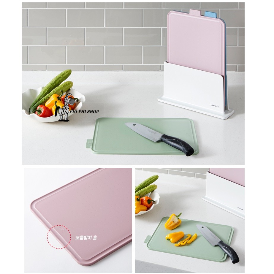 Bộ kệ 3 thớt nhựa kháng khuẩn LOCK&LOCK Index Cutting Board CSC251