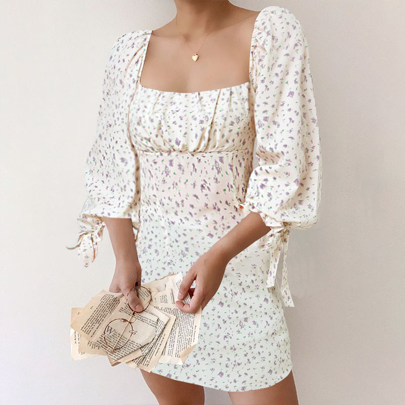 Đầm Ngắn Celmia Cổ Vuông In Hoa Viền Bèo Xinh Xắn Phong Cách Pháp Cho Phụ Nữ | BigBuy360 - bigbuy360.vn