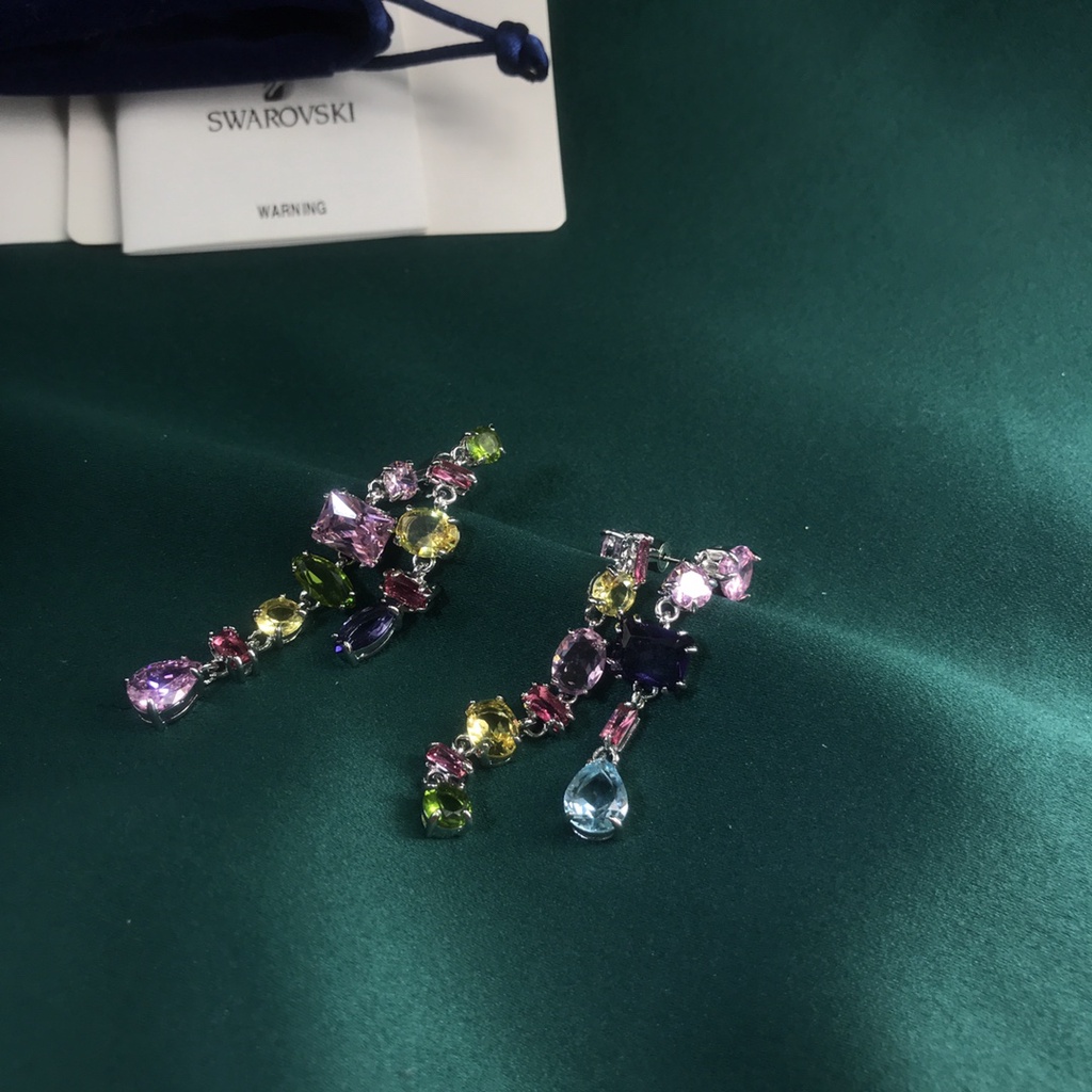 Bông Tai Swarovski Dáng Dài Đính Đá Quý Sang Trọng Cho Nữ