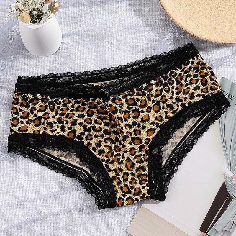 Quần lót nữ thun lạnh siêu mát hoạ tiết da báo phối viền ren HÀNG CAO CẤP QL2339
