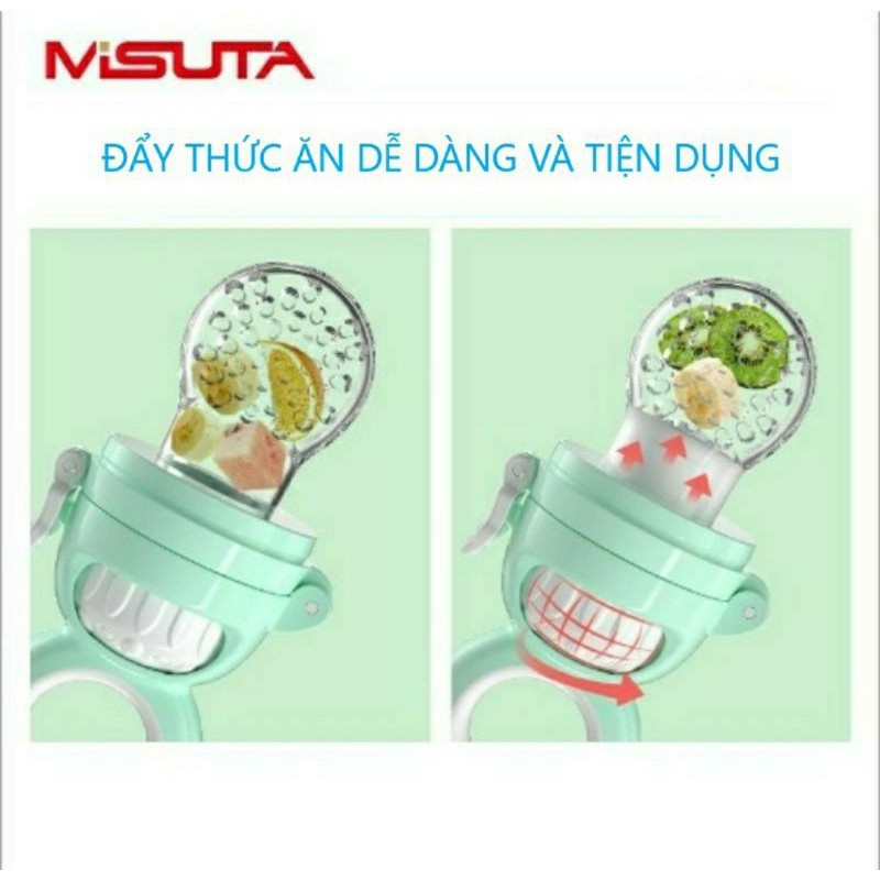 Túi nhai ăn dặm chống hóc cho bé hãng Misuta ( kèm 3 size núm nhai )