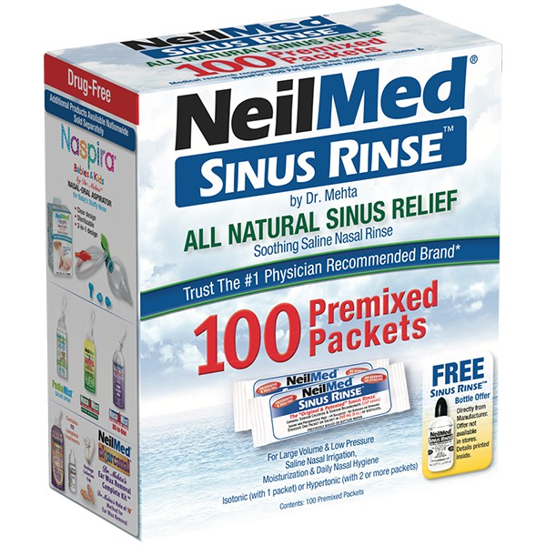 Set Bình rửa mũi Neilmed - Dành cho người lớn (Sinus Rinse - Starter Kit) - Set 100 gói