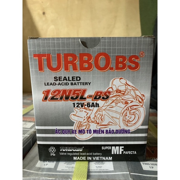 Ac quy TURBO 12N5L 12-6ah,ac quy khô dạn cho xe sirius rc,honda dream