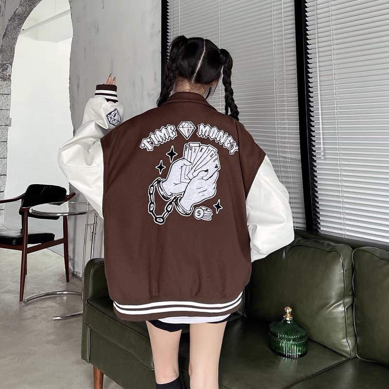 ÁO KHOÁC BOMBER NỮ CỔ SƠ MI PHONG CÁCH  CÁ TÍNH SÀNH ĐIỆU