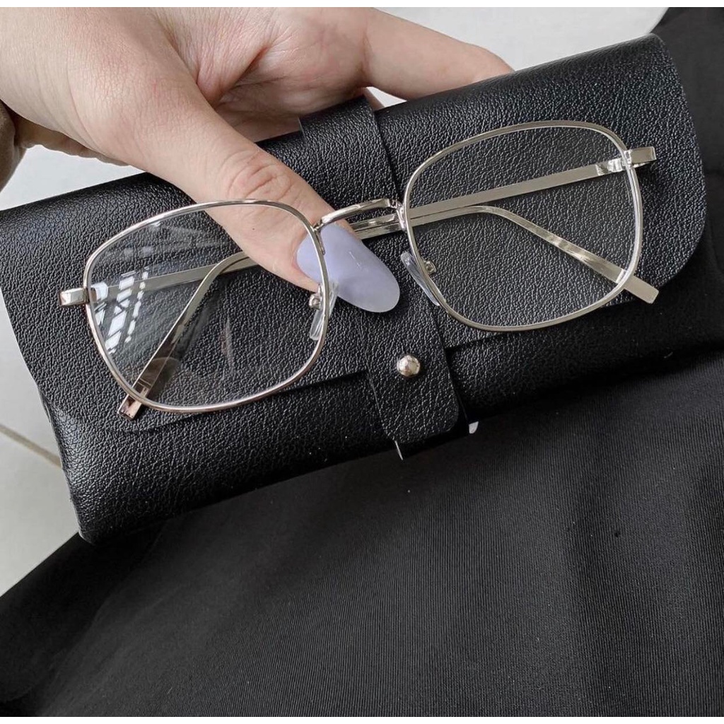 Kính Mắt Vuông Chống Ánh Sáng Xanh Gọng Kim Loại Dày Chắc Chắn
