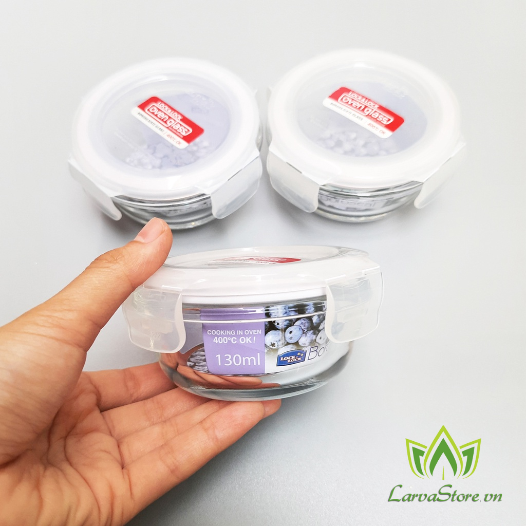 Set 3 Hộp Thủy Tinh Cỡ Nhỏ 130ml Lock&amp;Lock LLG812