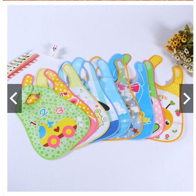 Yếm nhựa cho bé ăn dặm có máng siêu mềm nhiều màu sắc sinh động nghộ nghĩnh