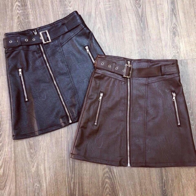 Chân Váy Da Nắp Túi Hàng Quảng Châu Kèm Đai