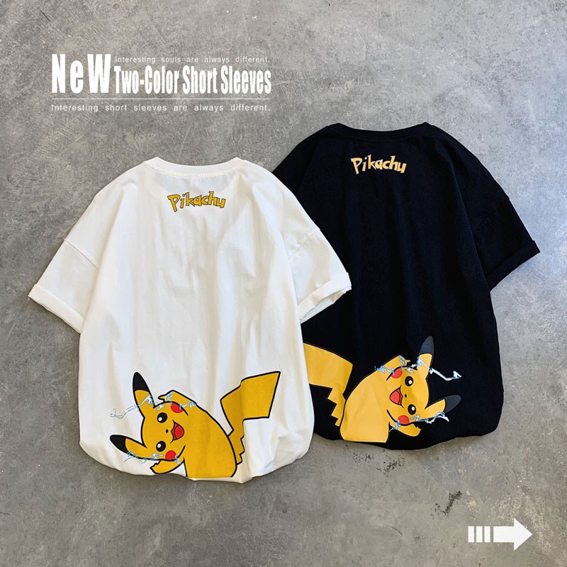 Áo Thun Ngắn Tay In Hình Pikachu Ngộ Nghĩnh