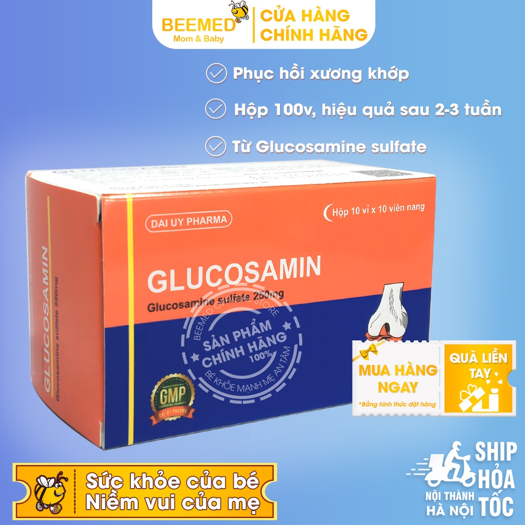 Viên uống bổ xương khớp glucosamin đ.y - hỗ trợ phục hồi xương khớp, tái tạo phục hồi mô sụn khớp - Hộp 100 viên