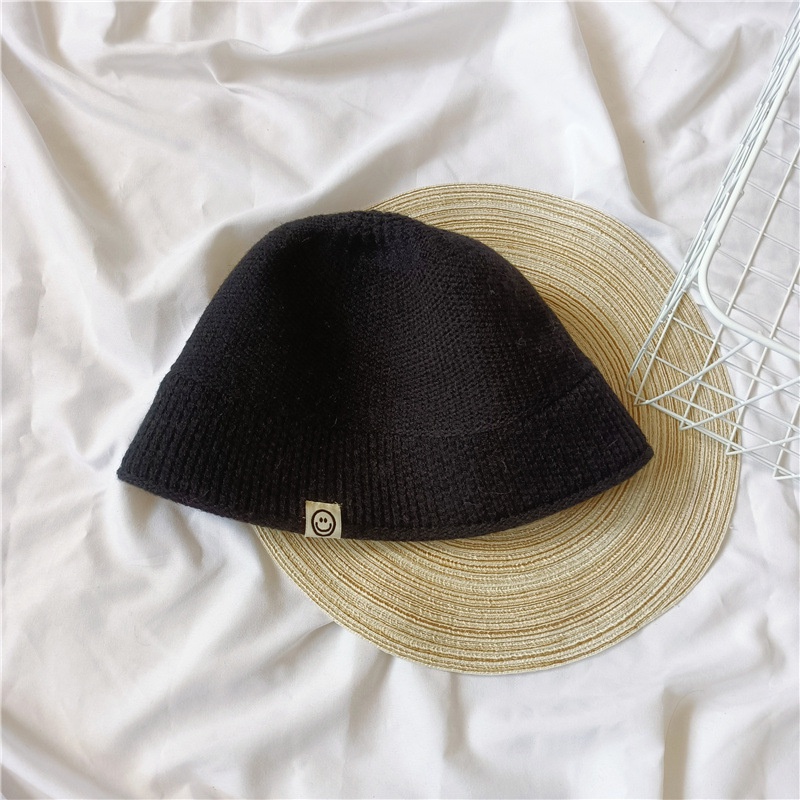 Mũ bucket Dệt Kim Họa Tiết Mặt Cười Đơn Sắc Cá Tính Thời Trang Cho Bé Trai Và Bé Gái