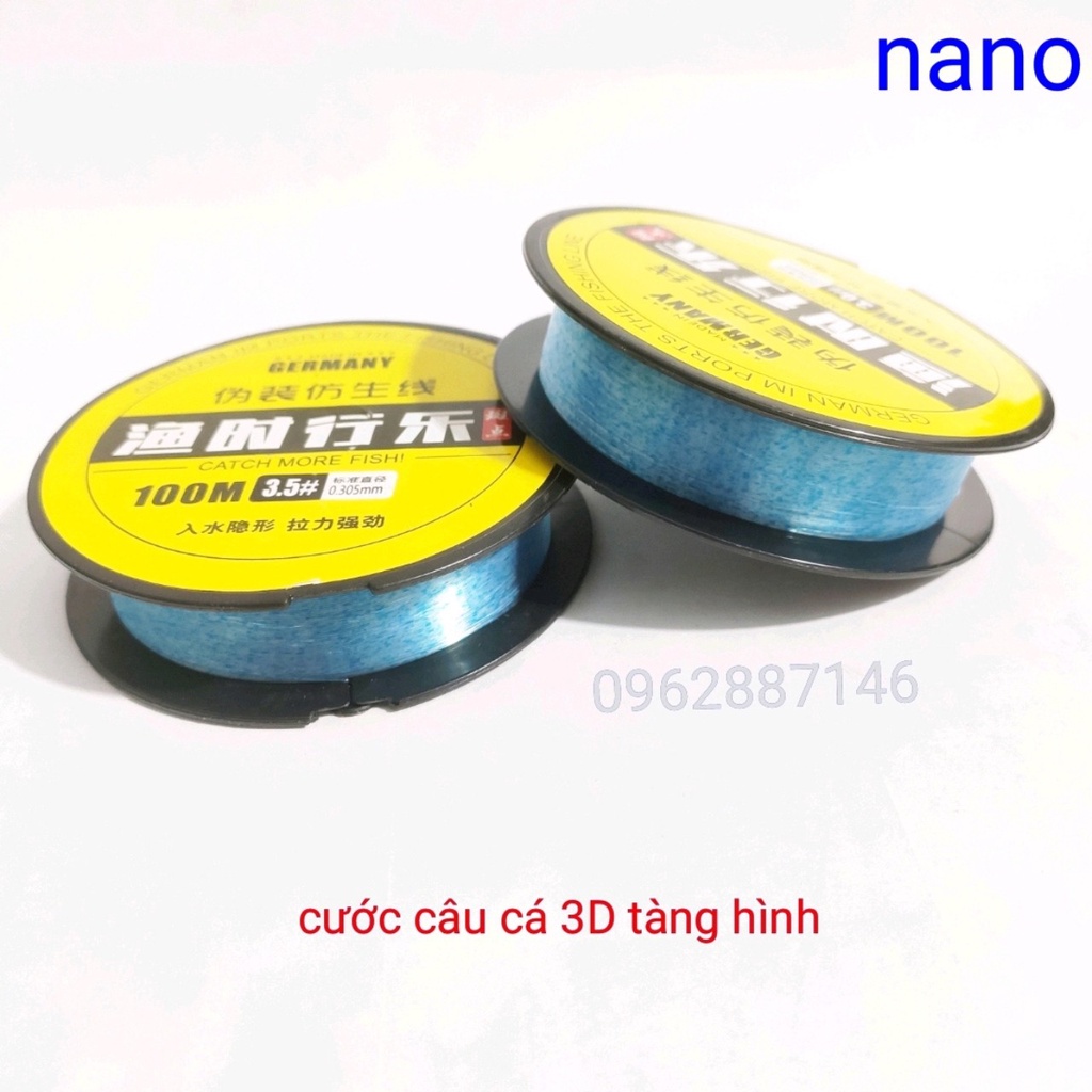 cước câu cá carbon cao cấp 3D 100m chấm xanh