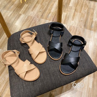 Sandal Quai Chéo Đế Bệt SS212 TONGKHOCHITUE , Sadanl Phong Cách Hàn Quốc