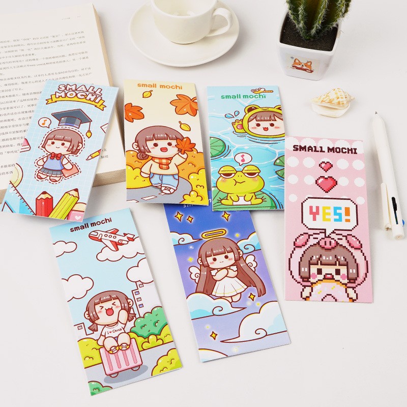 Peach 6Pcs Small potato cute cartoon girl PET sticker bag Journal Scrapbook Decor Sticker