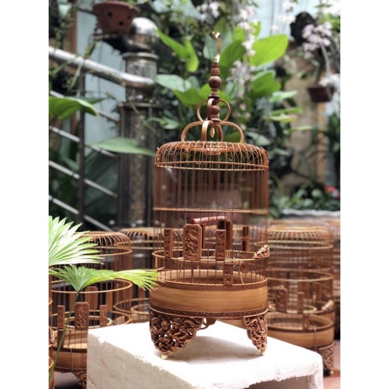 Lồng chim khuyên Bamboo lồng khuyên đẹp lồng chim đục máy cao cấp kèm phụ kiện