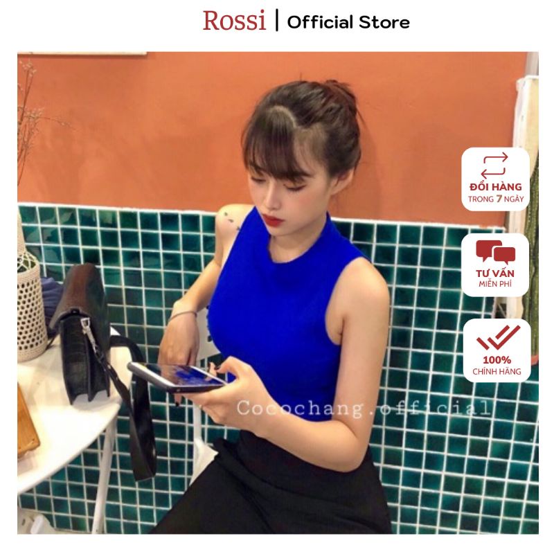 Áo croptop nữ Rossi kiểu ôm body tank top vải cotton co giãn tốt sát nách ba lỗ thun không tay T68