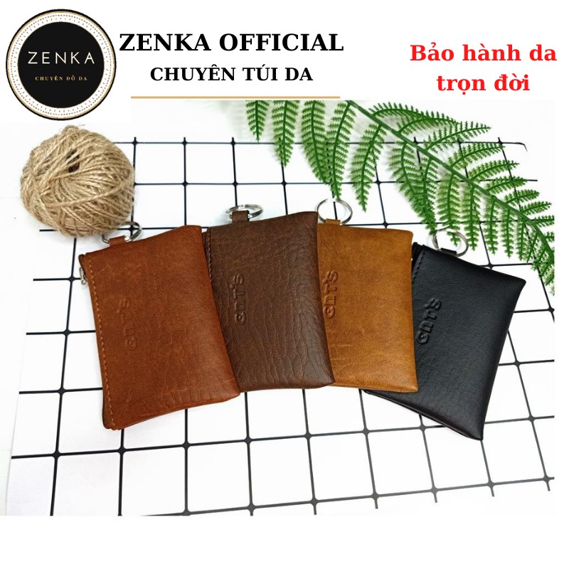 Ví mini đựng thẻ Zenka đựng card thẻ atm đựng tiền lẻ vé xe ví móc khóa bằng da cao cấp rất tiện dụng