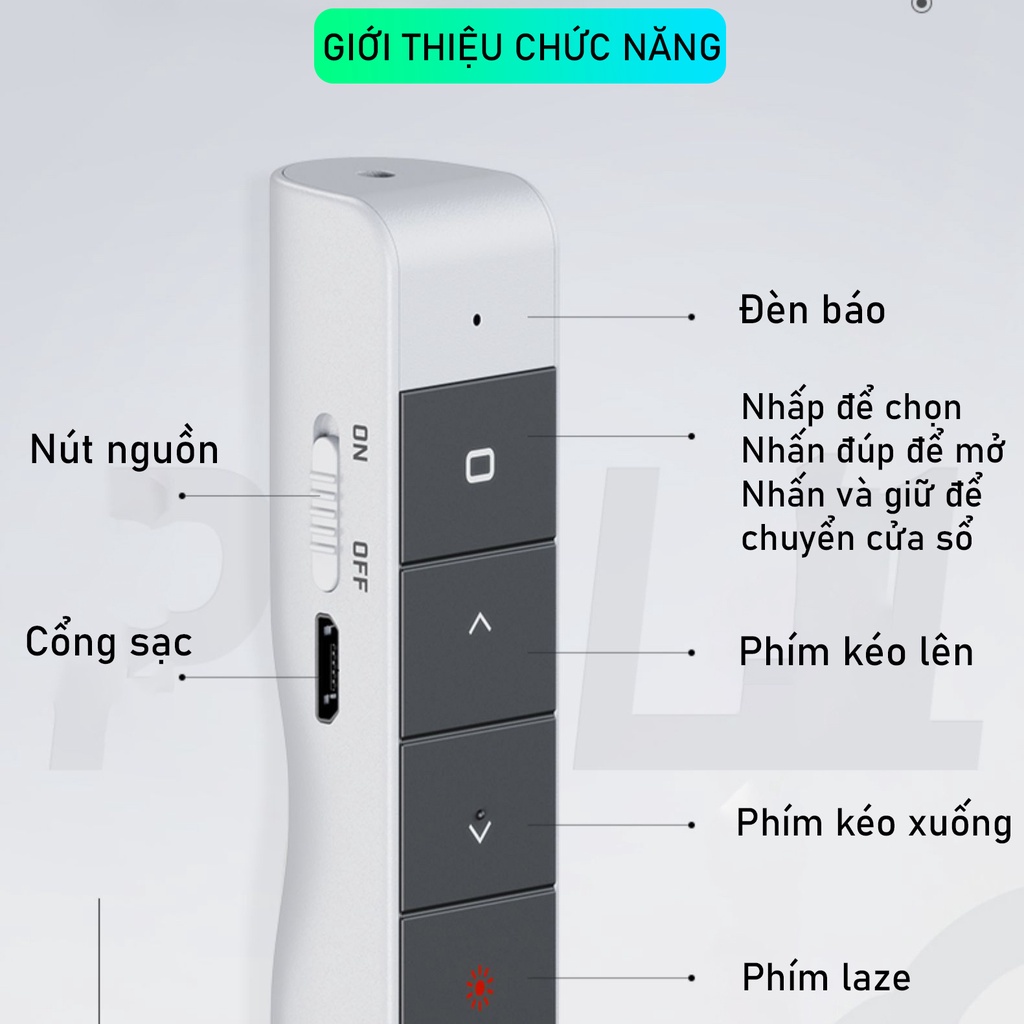 Bút Trình Chiếu Powerpoint Không Dây - L1P Bút Thuyết Trình Lazer Chiếu Slide Có Thể Điều khiển 2 Màn Hình.Rare store