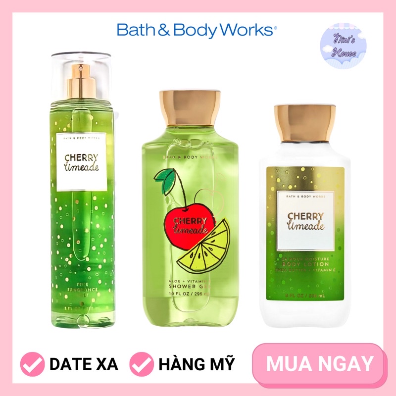 Xịt thơm, lotion, gel tắm mùi Cherry Limeade - Bath and Body Works
