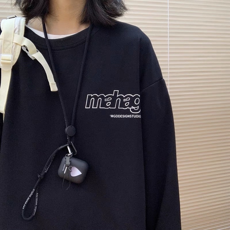 Áo Sweater Nỉ Bông Tay Dài Unisex Chữ