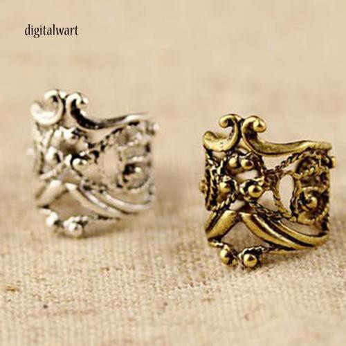 Khuyên vành tai đơn thiết kế chạm khắc tinh xảo phong cách cổ điển cá tính dành cho nữ