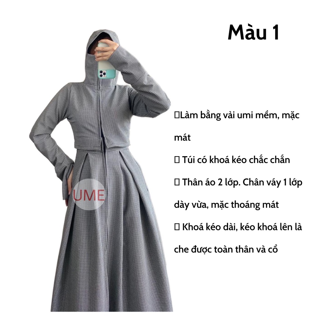 Đầm chống nắng toàn thân croptop hàng thiết kế vải umi 2 lớp