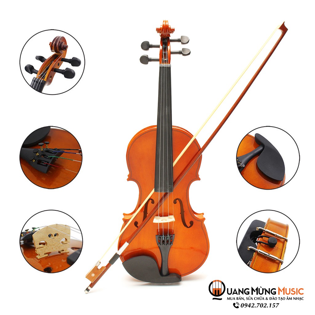 Đàn Violin Gỗ Thích Cao Cấp Full Box Size 4/4 Tặng kèm nhựa thông