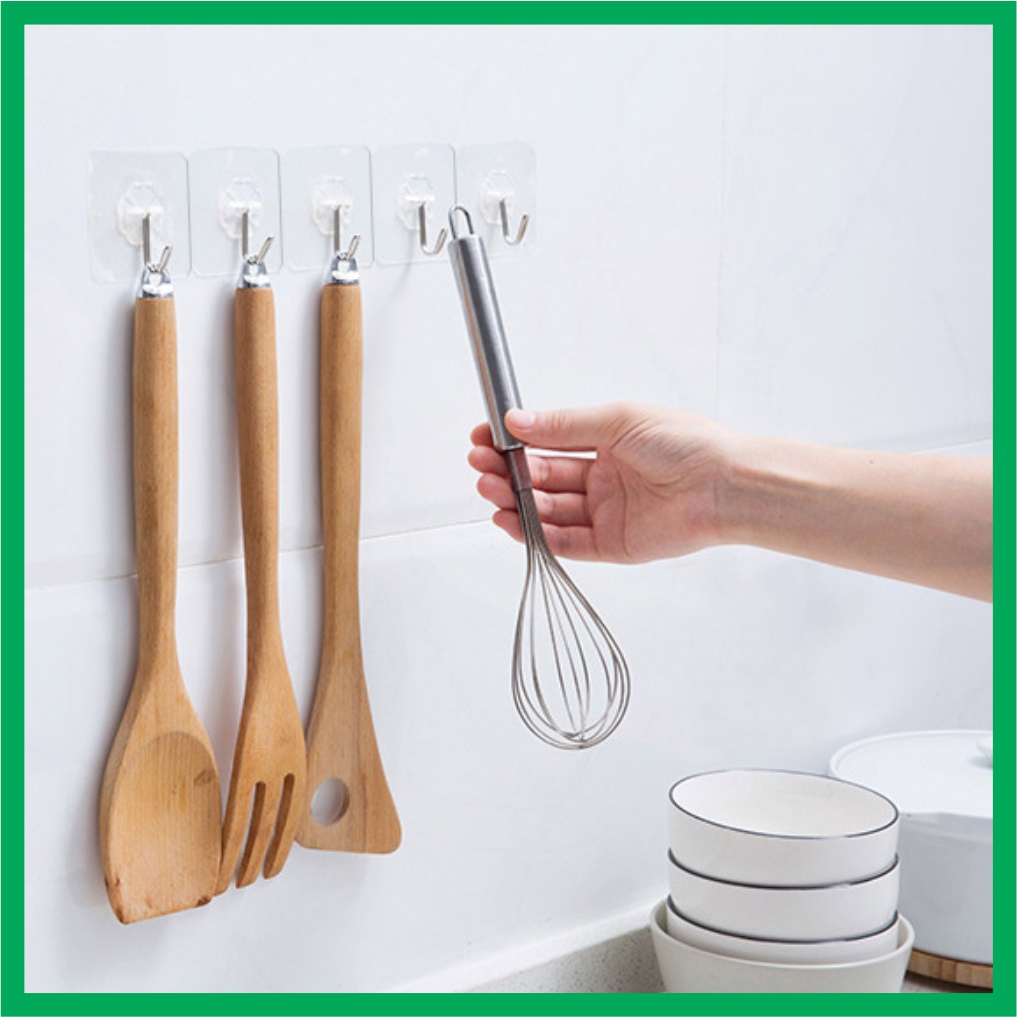 Móc dán tường chịu lực, bộ 5 móc dán tường siêu dính trong suốt đa năng thích hợp mọi bề mặt 6 x 6 cm giá rẻ - Shop 5539