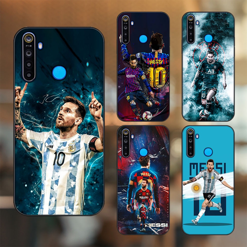 Ốp lưng Realme 5, 5 Pro viền đen in hình Lionel Messi Barcelona PSG
