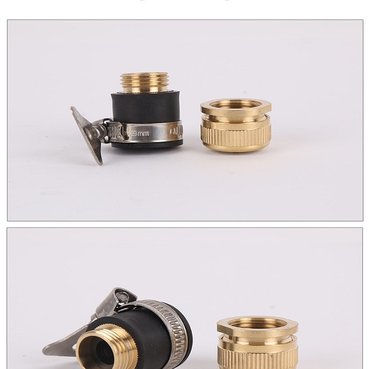 ĐẦU NỐI tại vòi 16mm or 21mm ra bằng đồng ren 21mm NỐI ỐNG 16mm , CÓ KHÓA CỔ DÊ sắt - TH 768