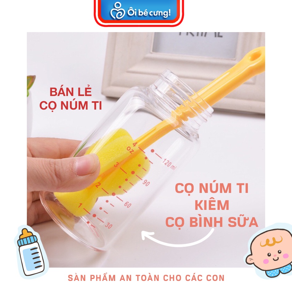 BỘ CỌ RỬA BÌNH SỮA 5 chi tiết cho bé CỌ RỬA NÚM TI ỐNG HÚT siêu sạch siêu rẻ Tay cầm xoay 360 độ ÔI BÉ CƯNG PK.36